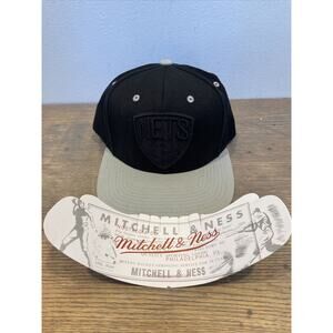 Brooklyn Nets - Mitchell & Ness - Blackout NBA Snapback Hat - Black Gray - NEW